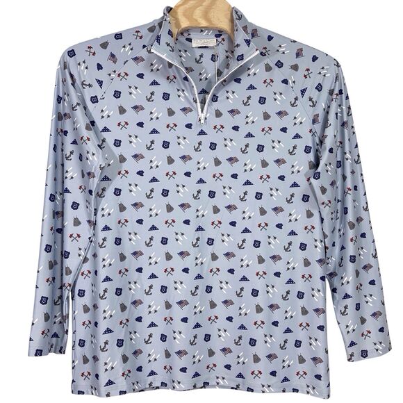 Smith & Quinn Custom Polo Shirt LS Men’s XL Blue Armed Forces Police Fire Print - Picture 2 of 11